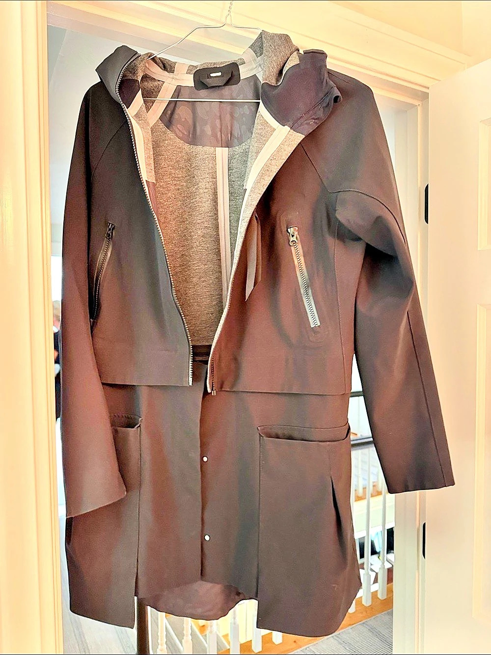 Lululemon Rain Rebel Jacket Hooded Utility Jacket in Brown